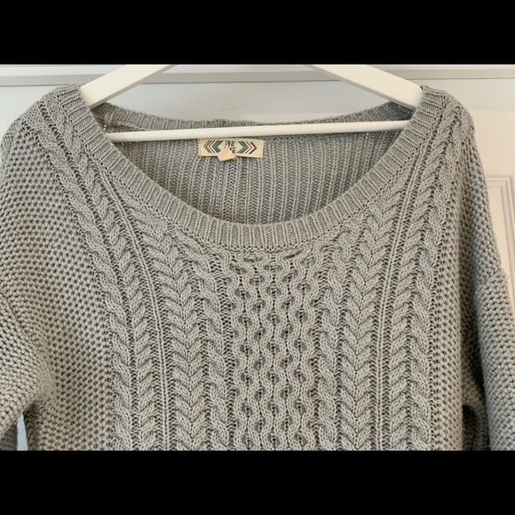 Ribbed knot Sweater dress grey colour with zipper - Picture 6 of 6